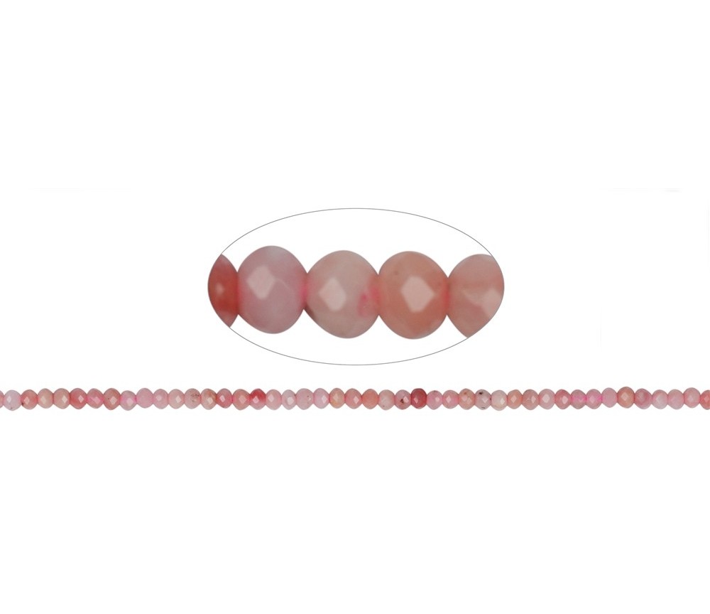 Heilstein & Edelstein-Strang - Button, Andenopal (pink), facettiert, 02 x 03mm