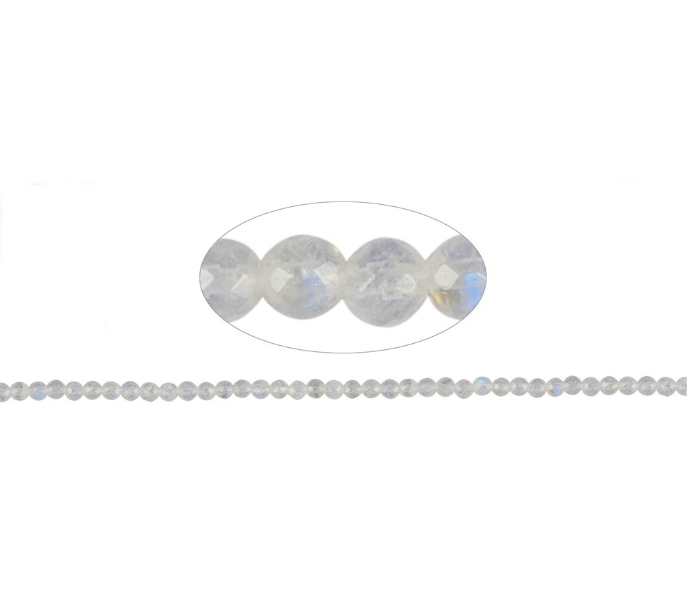 Heilstein & Edelstein-Strang - Kugeln, Labradorit (weiß), facettiert, 02,5mm (38cm)