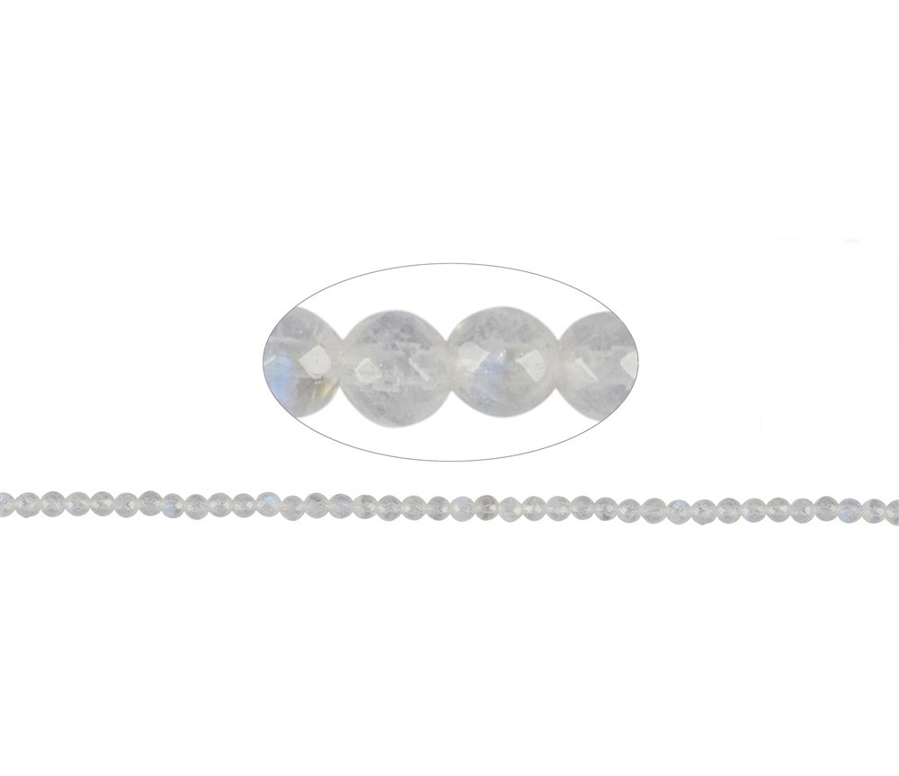 Heilstein & Edelstein-Strang - Kugeln, Labradorit (weiß), facettiert, 03mm (36cm)