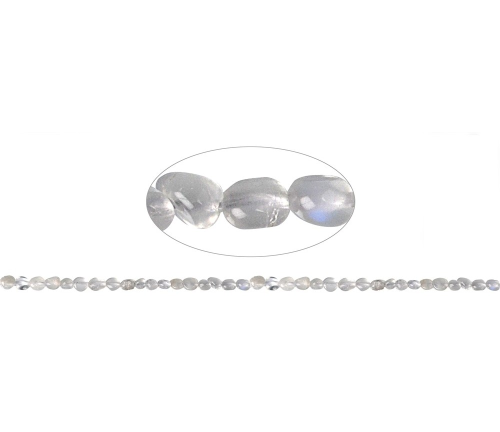 Heilstein & Edelstein-Strang - Pebbles, Labradorit (weiß), 04-08mm