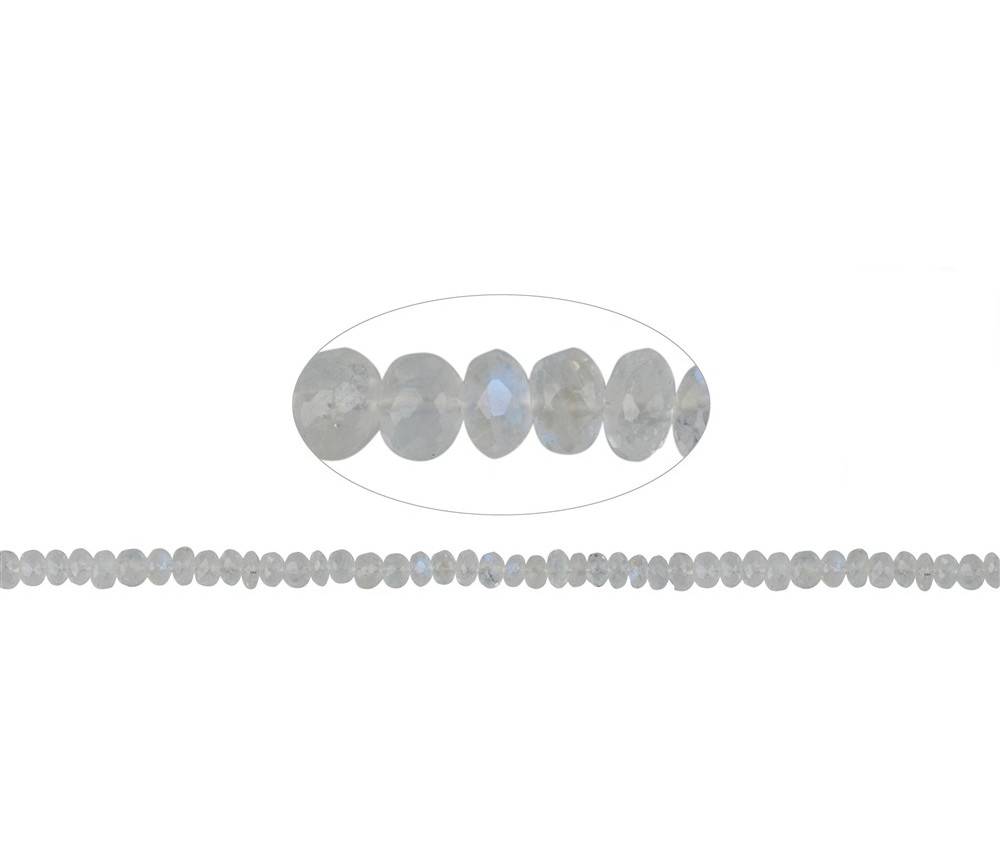 Heilstein & Edelstein-Strang - Button, Labradorit (weiß) facettiert, 03 x 05mm (39cm)