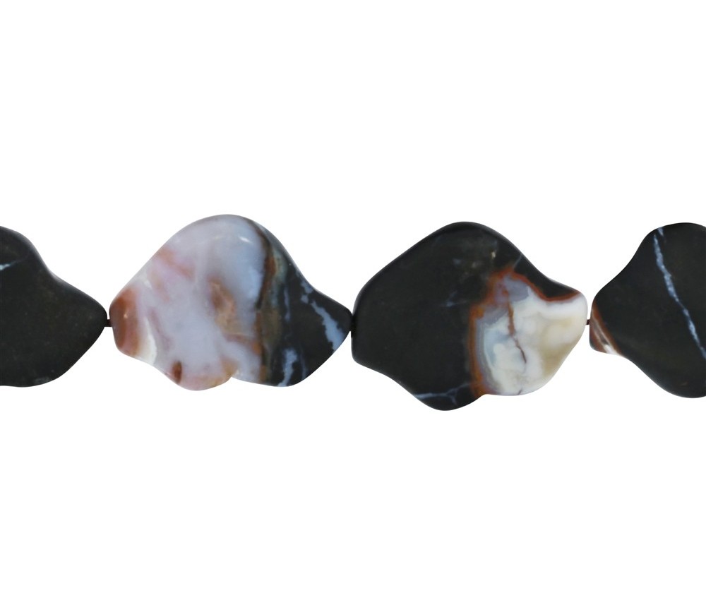 Heilstein & Edelstein-Strang - Nugget Wolke, Sardonyx, matt, 30-35 x20-28mm