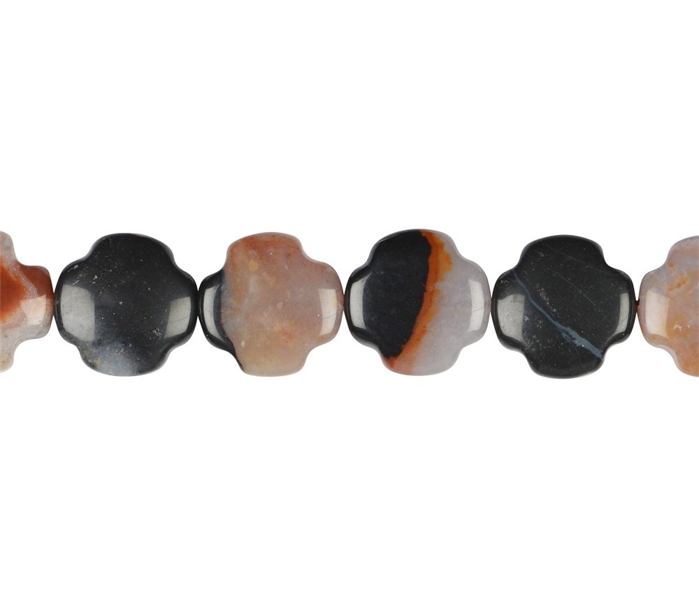 Heilstein & Edelstein-Strang - Kreuz, Sardonyx, 14 x 14mm