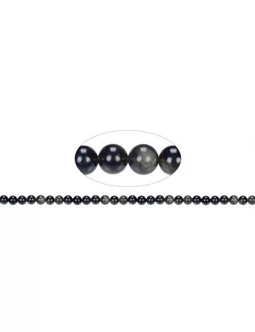 Heilstein & Edelstein-Strang - Kugeln, Obsidian (Goldglanzobsidian), 06mm