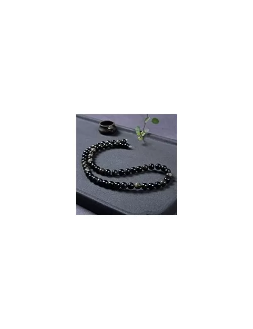 Heilstein & Edelstein-Strang - Kugeln, Obsidian (Goldglanzobsidian), 06mm