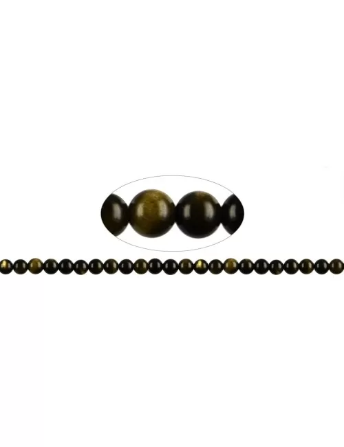 Heilstein & Edelstein-Strang - Kugeln, Obsidian (Goldglanzobsidian), 08mm