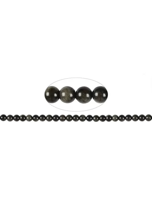 Heilstein & Edelstein-Strang - Kugeln, Obsidian (Silberglanzobsidian), 08mm