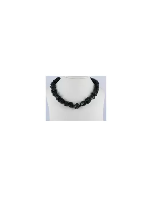 Heilstein & Edelstein-Strang - Nuggets, Obsidian (schwarz), roh, 12 – 17mm