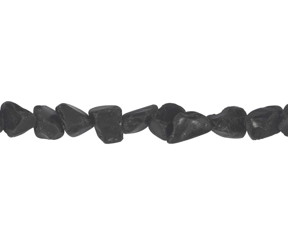 Heilstein & Edelstein-Strang - Nuggets, Obsidian (schwarz), roh, 10 - 12mm (39cm)