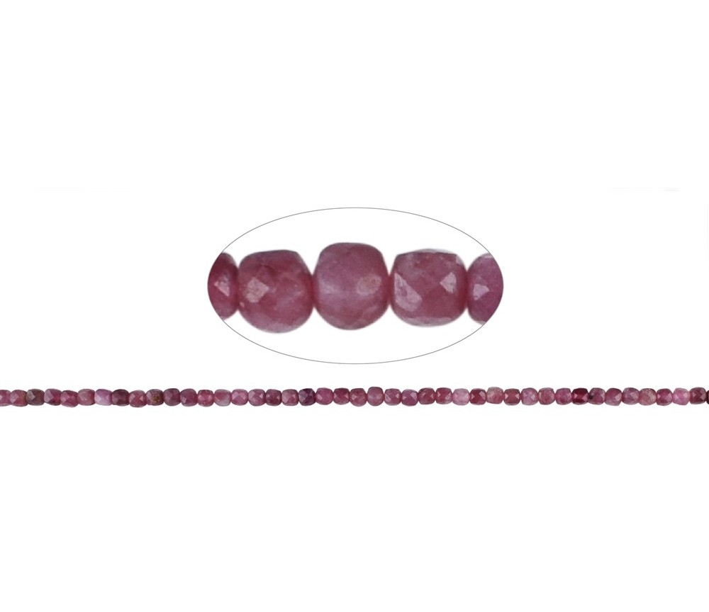 Heilstein & Edelstein-Strang - Würfel, Turmalin (rosa), facettiert, 04mm