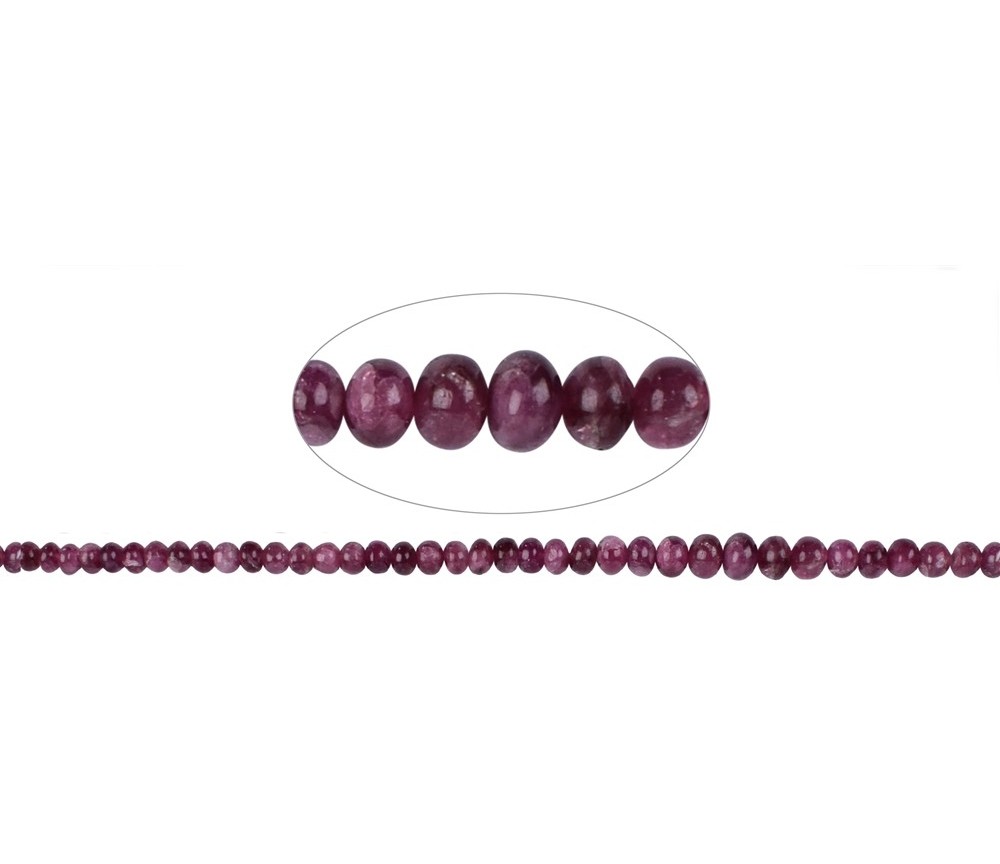 Heilstein & Edelstein-Strang - Button, Turmalin (Rubellit), 2,2-5,7 x 3,5-8,0mm (Verlauf)