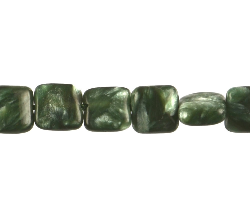 Heilstein & Edelstein-Strang - Quadrat flach, Serafinit, 06 x 06mm