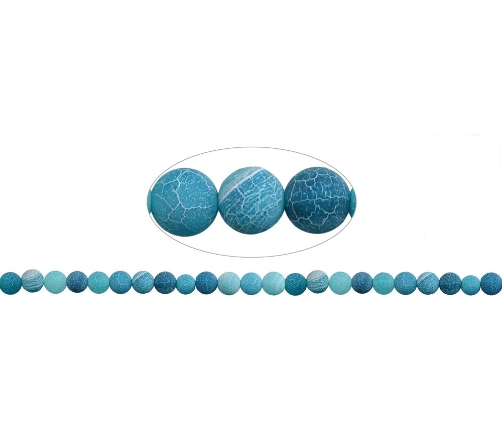 Heilstein & Edelstein-Strang - Kugeln, Achat (Schlangenachat) blau (gef.), matt, 08mm