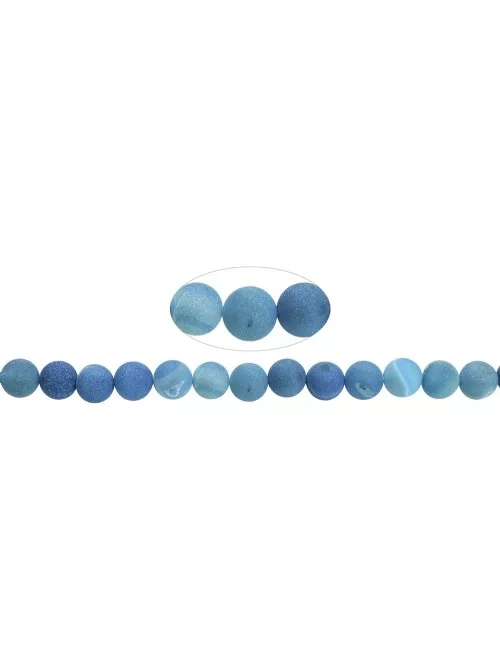 Heilstein & Edelstein-Strang - Kugeln, Achat (Schlangenachat) blau (gef.), matt, 10mm