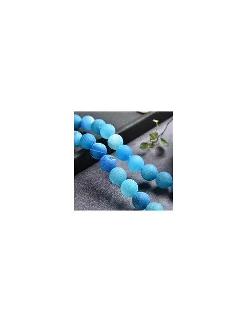 Heilstein & Edelstein-Strang - Kugeln, Achat (Schlangenachat) blau (gef.), matt, 10mm