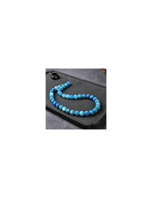 Heilstein & Edelstein-Strang - Kugeln, Achat (Schlangenachat) blau (gef.), matt, 10mm