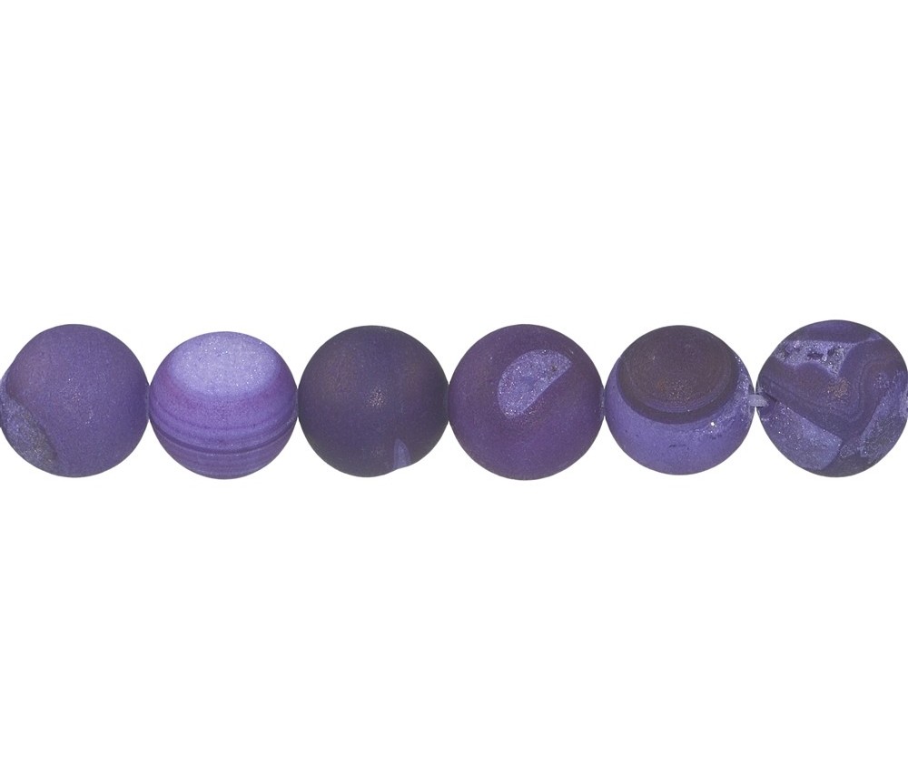 Heilstein & Edelstein-Strang - Kugeln, Achat (Schlangenachat) violett (gef.), matt, 12mm