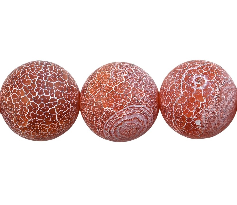 Heilstein & Edelstein-Strang - Kugeln, Achat (Schlangenachat) rot (gef.), matt, 18mm