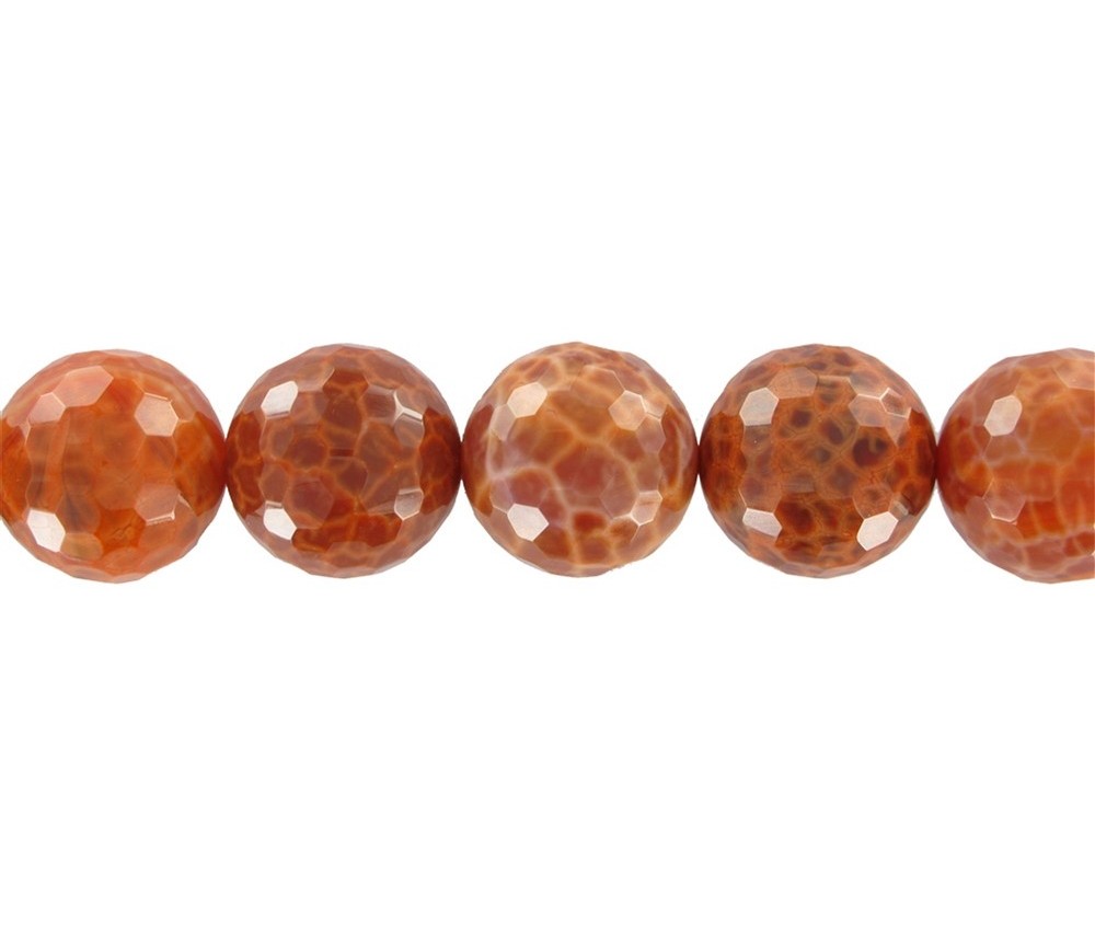 Heilstein & Edelstein-Strang - Kugeln, Achat (Schlangenachat) rot (gef.), facettiert, 20mm