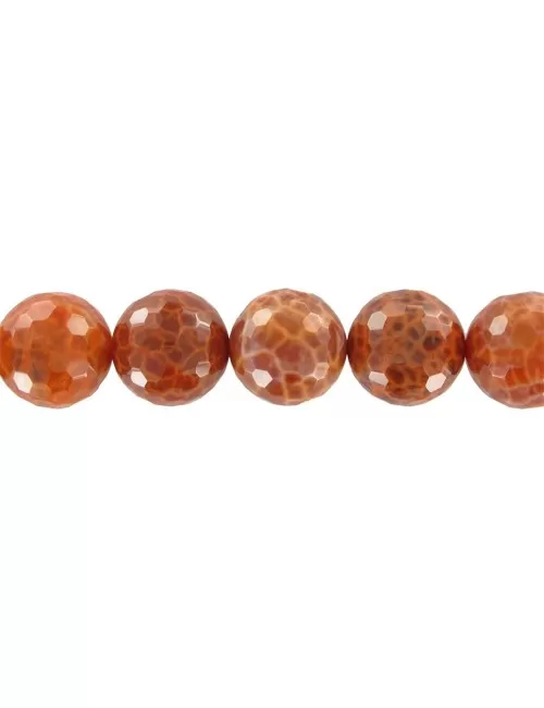 Heilstein & Edelstein-Strang - Kugeln, Achat (Schlangenachat) rot (gef.), facettiert, 20mm