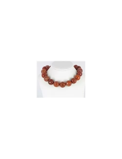 Heilstein & Edelstein-Strang - Kugeln, Achat (Schlangenachat) rot (gef.), facettiert, 20mm