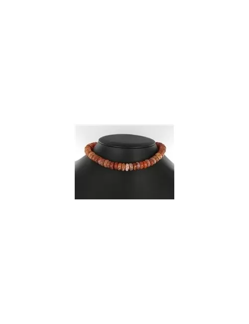 Heilstein & Edelstein-Strang - Button, Achat (Schlangenachat), rot (gef.), 06 x 12mm