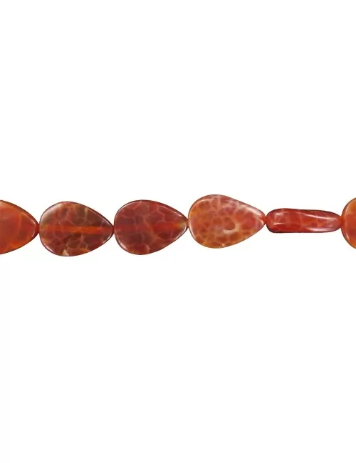 Heilstein & Edelstein-Strang - Tropfen flach, Achat (Schlangenachat) rot (gef.), gedreht, 18 x 13mm