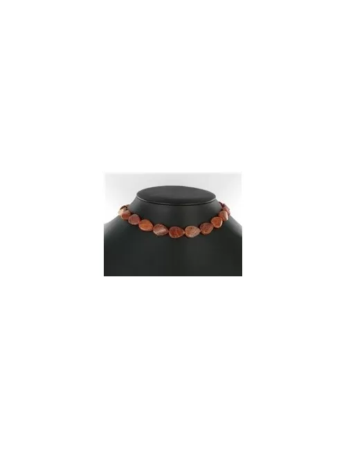 Heilstein & Edelstein-Strang - Tropfen flach, Achat (Schlangenachat) rot (gef.), gedreht, 18 x 13mm