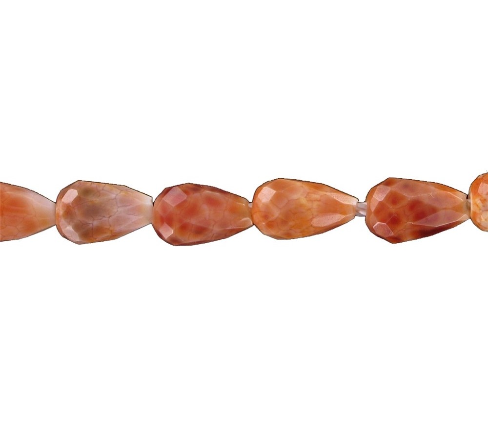Heilstein & Edelstein-Strang - Tropfen, Achat (Schlangenachat) rot (gef.), facettiert, 09 x 06mm