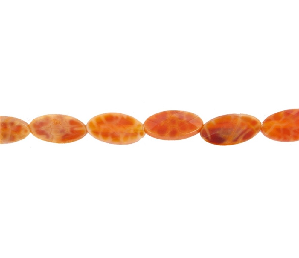 Heilstein & Edelstein-Strang - Navette, Achat (Schlangenachat) rot (gef.), facettiert, 12 x 06mm