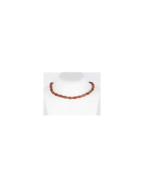 Heilstein & Edelstein-Strang - Spindel, Achat (Schlangenachat) rot (gef.), 14 x 07mm