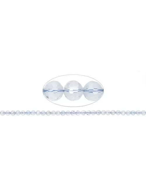 Heilstein & Edelstein-Strang - Kugeln, Topas (weiß-blau), facettiert, 06mm (39cm)