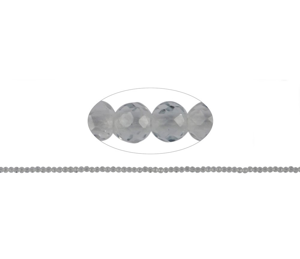 Heilstein & Edelstein-Strang - Kugeln, Topas (weiß), facettiert, 03mm