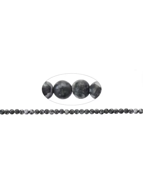 Heilstein & Edelstein-Strang - Kugeln, Gabbro (Mystic Merlinite), matt, 06mm