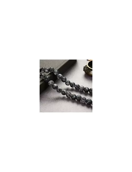 Heilstein & Edelstein-Strang - Kugeln, Gabbro (Mystic Merlinite), matt, 06mm