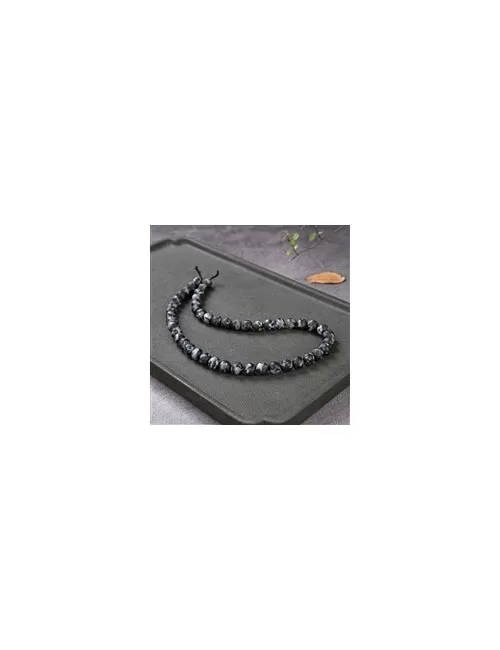 Heilstein & Edelstein-Strang - Kugeln, Gabbro (Mystic Merlinite), matt, 08mm