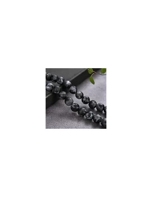 Heilstein & Edelstein-Strang - Kugeln, Gabbro (Mystic Merlinite), matt, 08mm