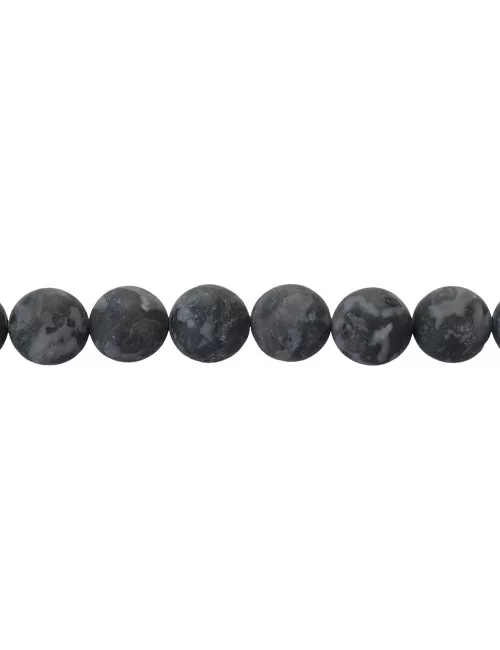 Heilstein & Edelstein-Strang - Kugeln, Gabbro (Mystic Merlinite), matt, 10mm