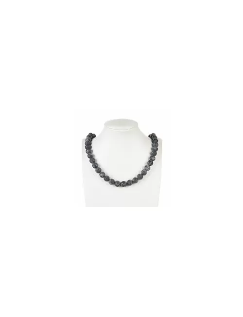 Heilstein & Edelstein-Strang - Kugeln, Gabbro (Mystic Merlinite), matt, 10mm