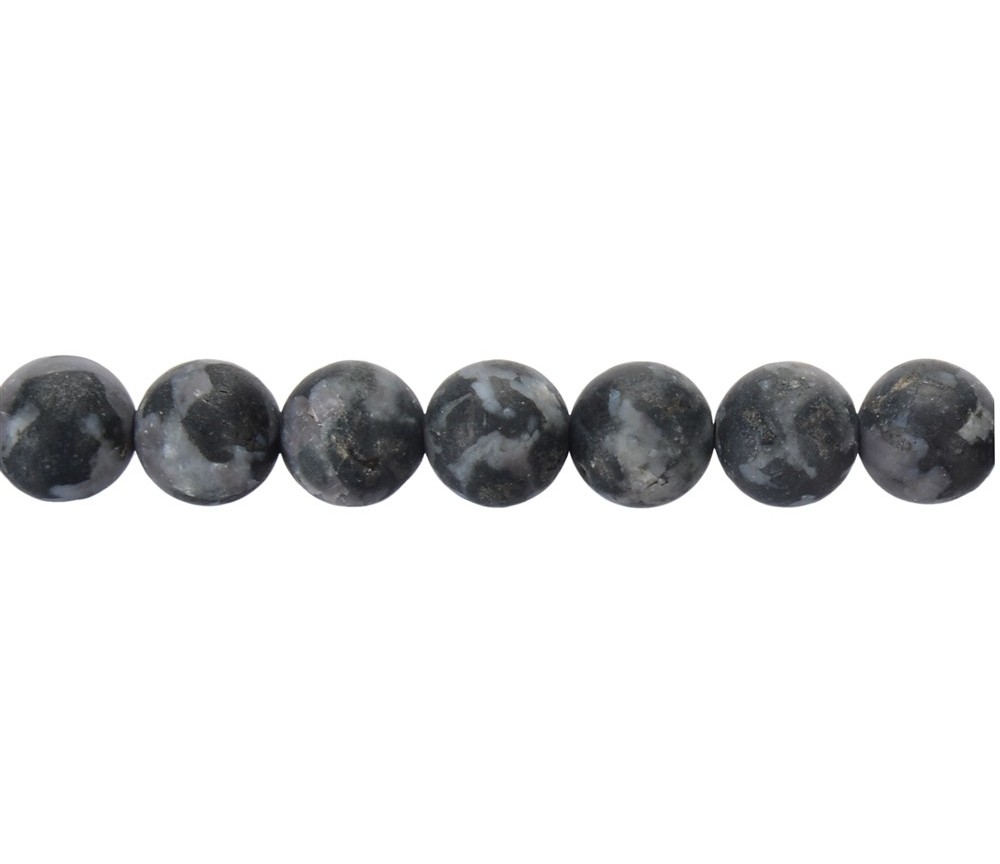 Heilstein & Edelstein-Strang - Kugeln, Gabbro (Mystic Merlinite), matt, 12mm (38cm)