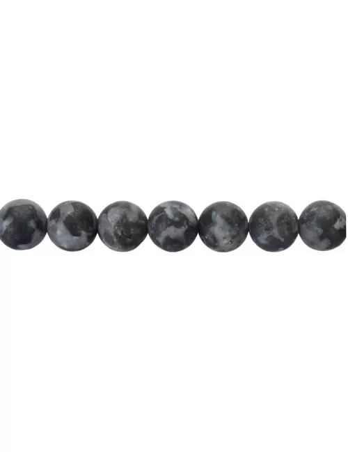 Heilstein & Edelstein-Strang - Kugeln, Gabbro (Mystic Merlinite), matt, 12mm (38cm)