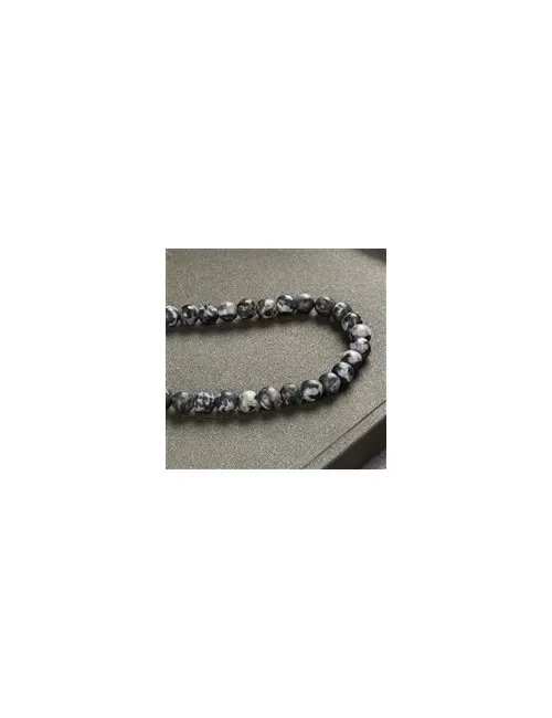 Heilstein & Edelstein-Strang - Kugeln, Gabbro (Mystic Merlinite), matt, 12mm (38cm)