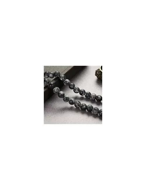 Heilstein & Edelstein-Strang - Kugeln, Gabbro (Mystic Merlinite), matt, 12mm (38cm)