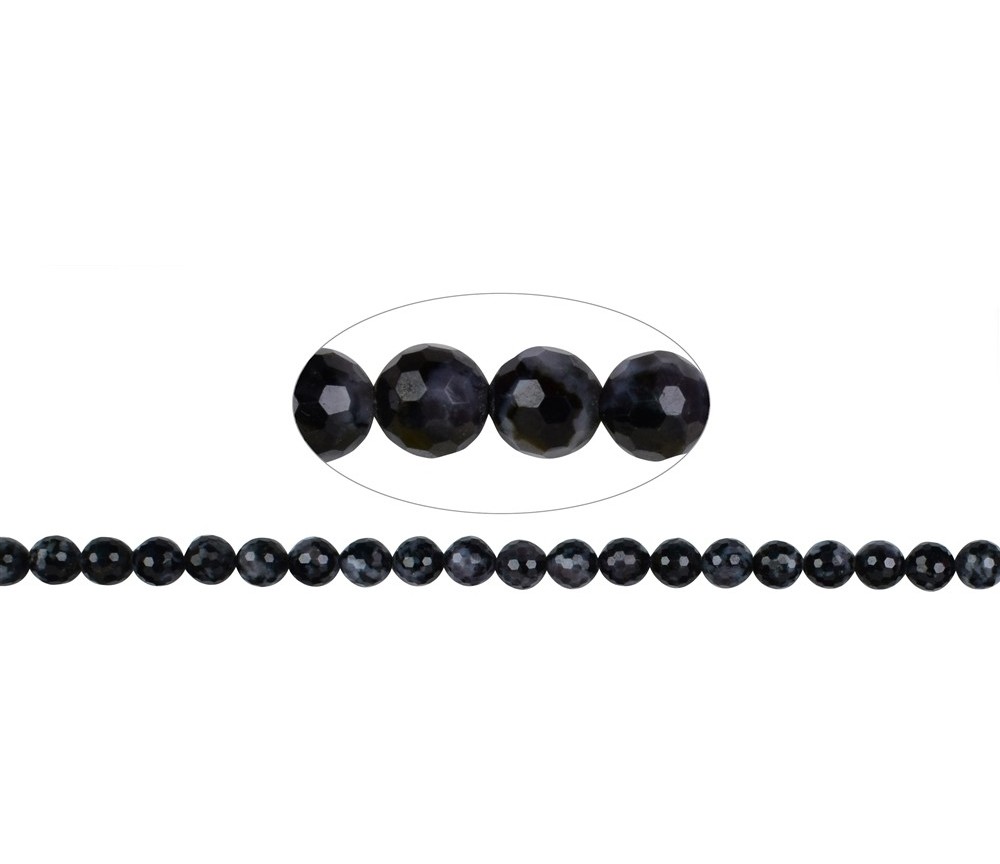 Heilstein & Edelstein-Strang - Kugeln, Gabbro (Mystic Merlinit), facettiert, 06mm (39 cm)