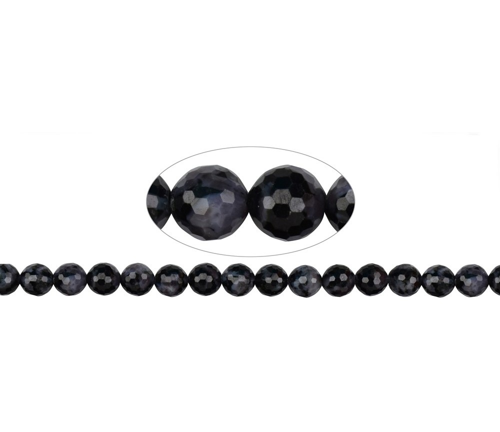 Heilstein & Edelstein-Strang - Kugeln, Gabbro (Mystic Merlinite), facettiert, 08mm (39cm)