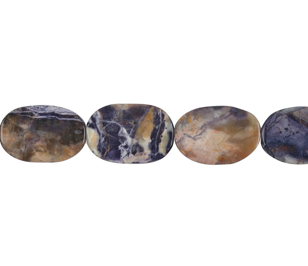 Heilstein & Edelstein-Strang - Freeform flach, Fluorit-Opal (Tiffany Stone), 30 x 20mm