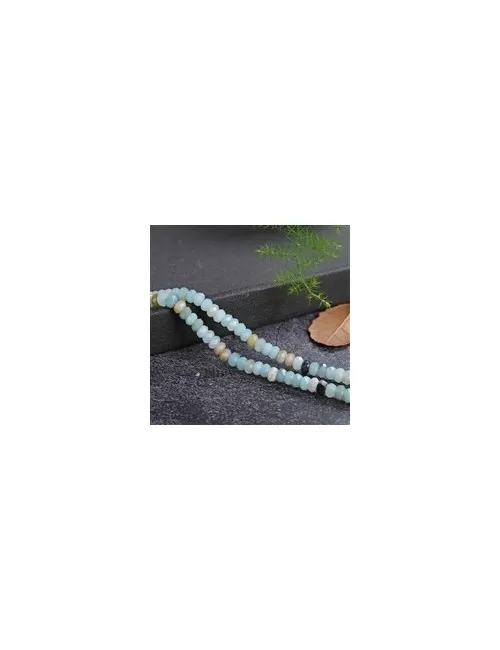 Heilstein & Edelstein-Strang - Button, Amazonit (bunt), facettiert, 02 x 04mm
