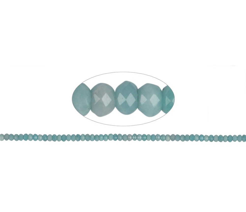 Heilstein & Edelstein-Strang - Button, Amazonit (hell), facettiert, 03 x 05mm