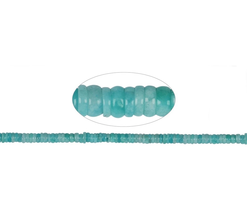 Heilstein & Edelstein-Strang - Button, Amazonit (hell), 02 x 06-07mm