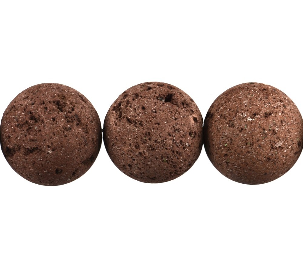 Heilstein & Edelstein-Strang - Kugeln, Lava (braun), 20mm